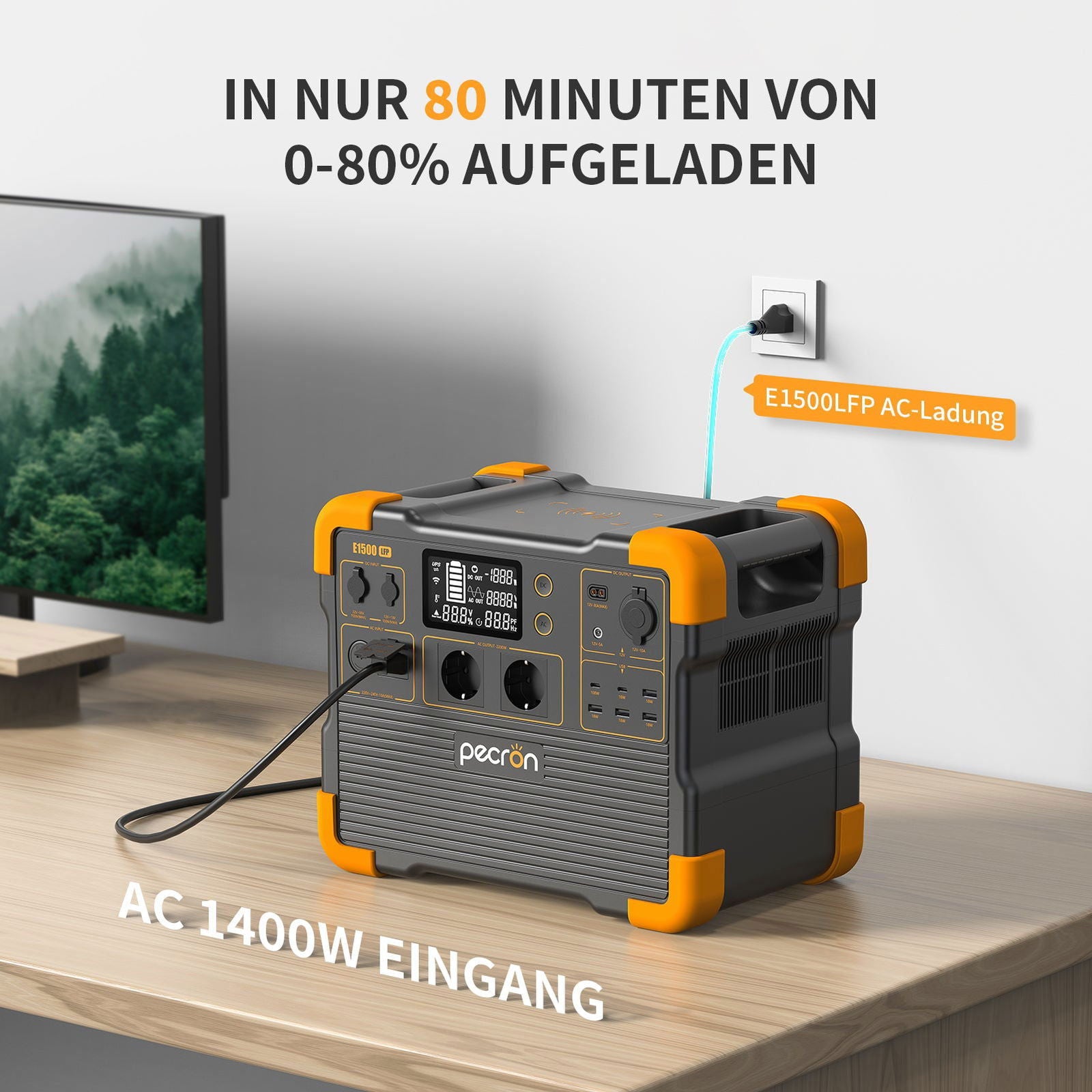 PECRON E1500LFP Expandable Portable Power Station 2200W 1536Wh - Pecron-eu